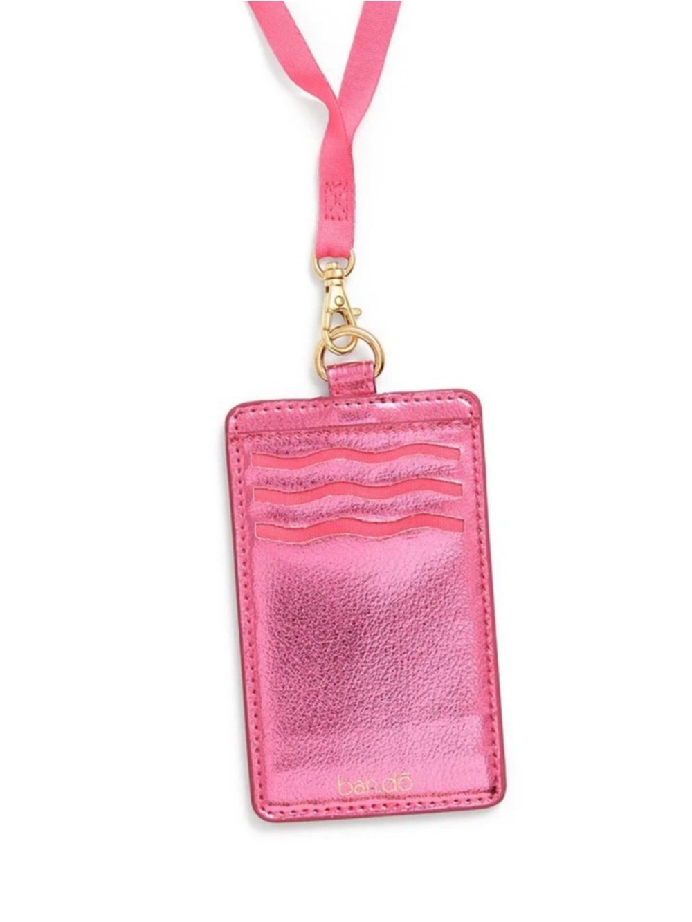 ban.do Metallic Hot Pink Card ID Lanyard Holder